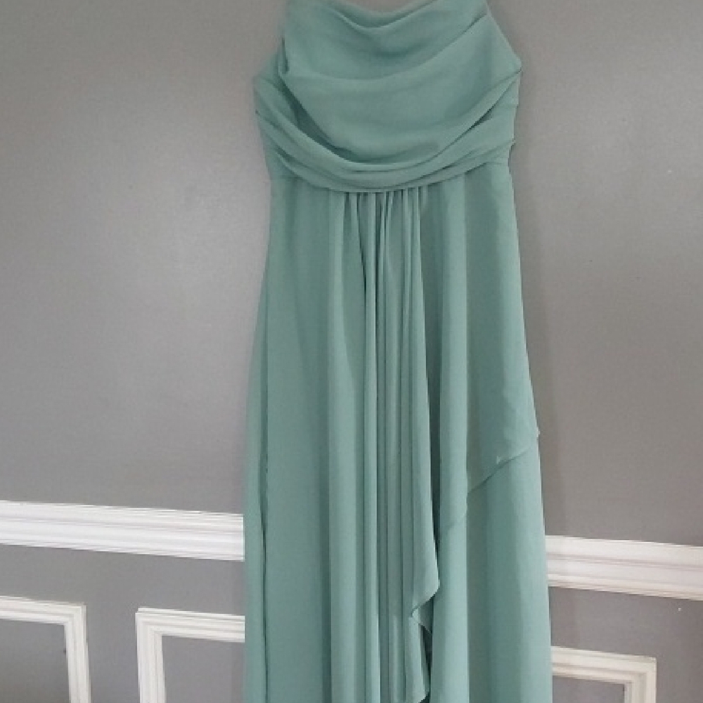Strapless Mint Green Chiffon Evening Gown